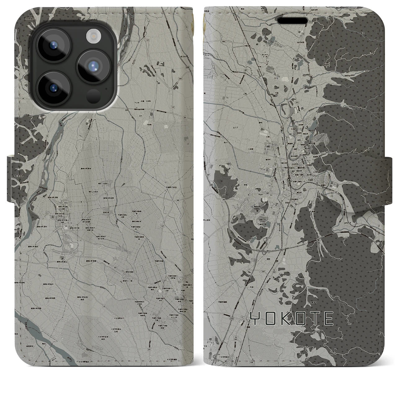 【横手（秋田県）】地図柄iPhoneケース（手帳タイプ）