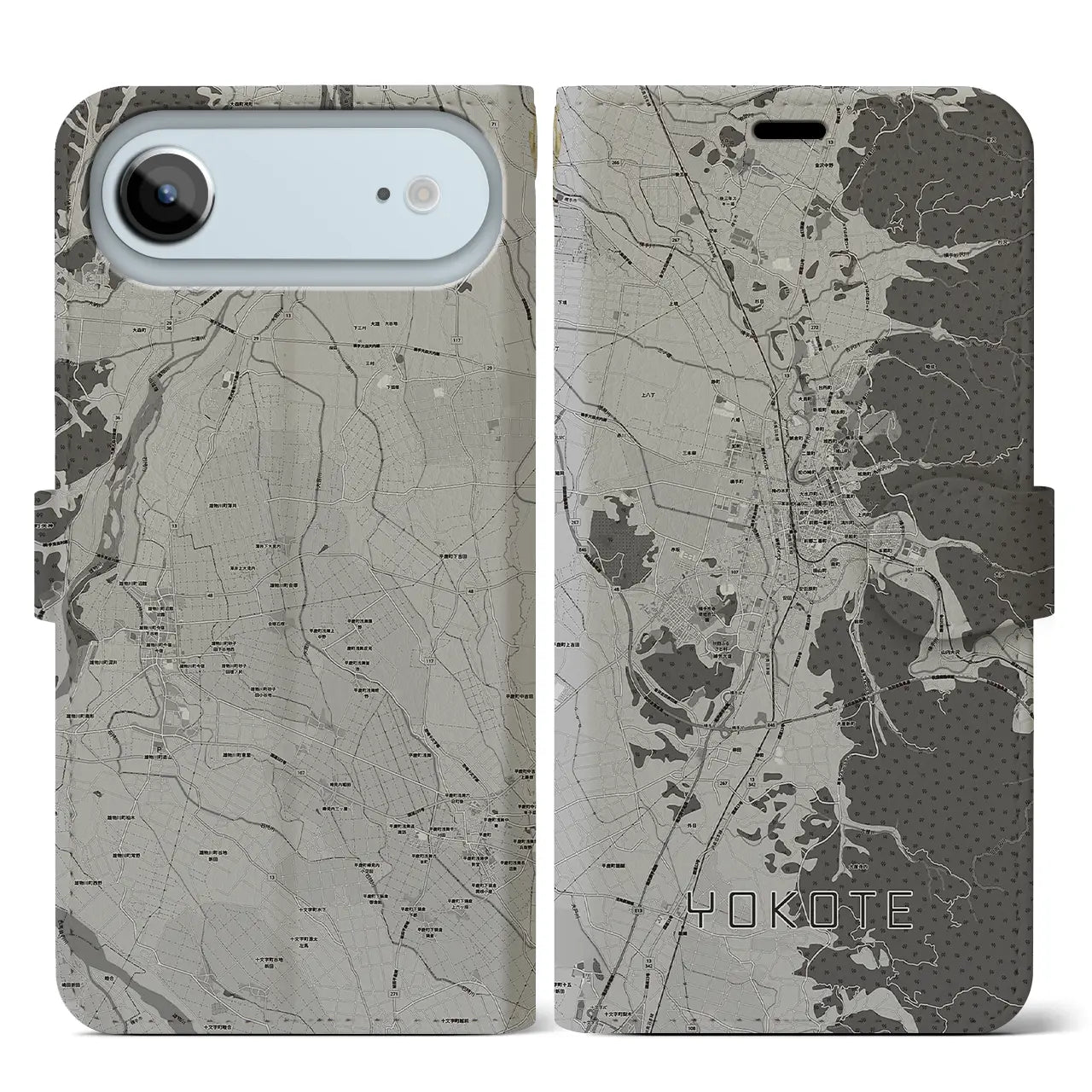 【横手（秋田県）】地図柄iPhoneケース（手帳タイプ）