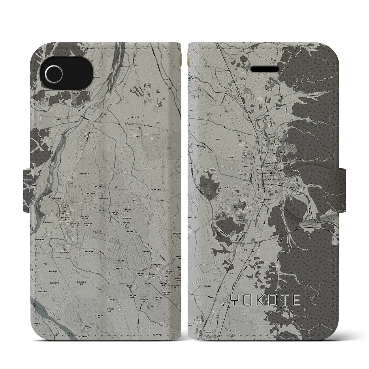 【横手（秋田県）】地図柄iPhoneケース（手帳タイプ）