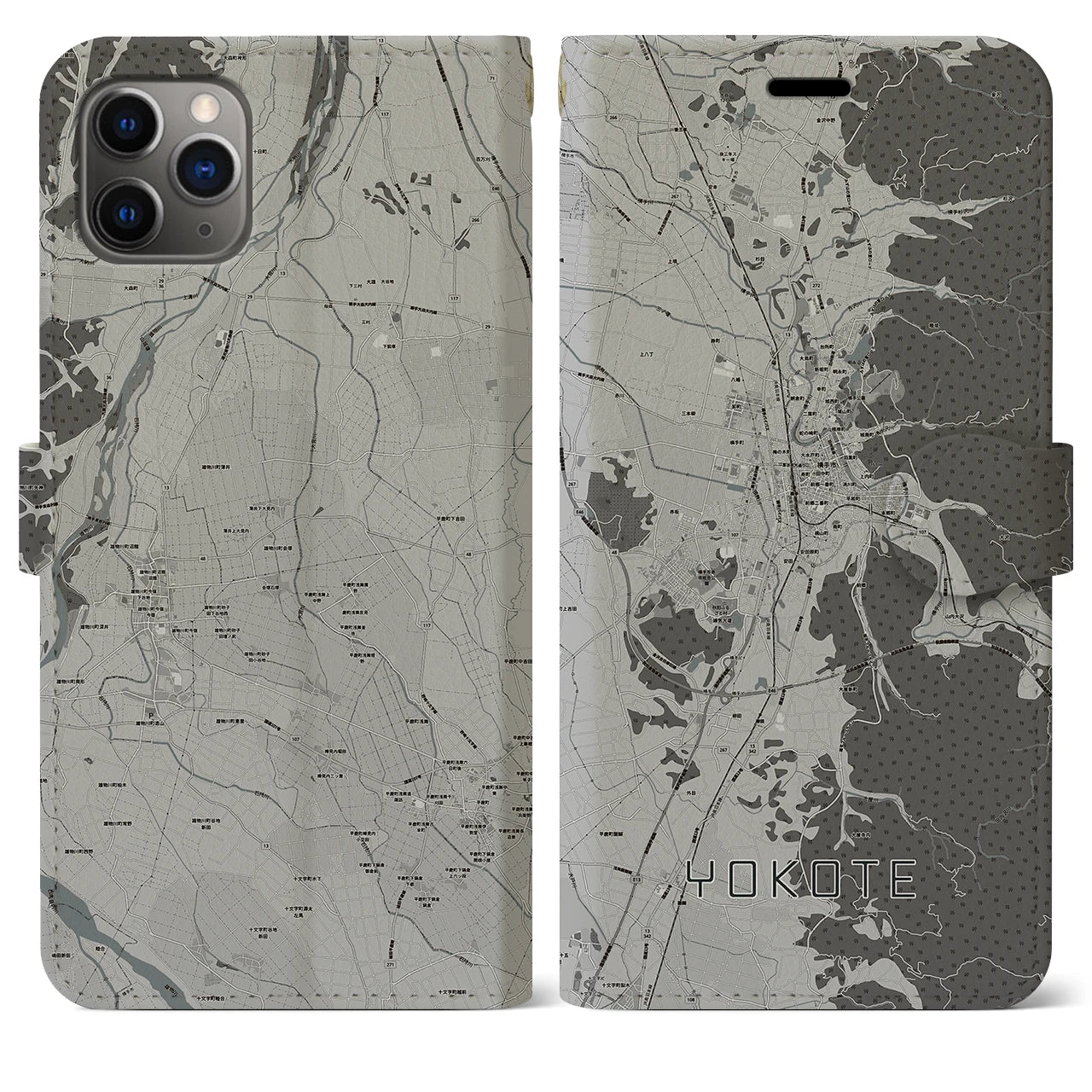 【横手（秋田県）】地図柄iPhoneケース（手帳タイプ）