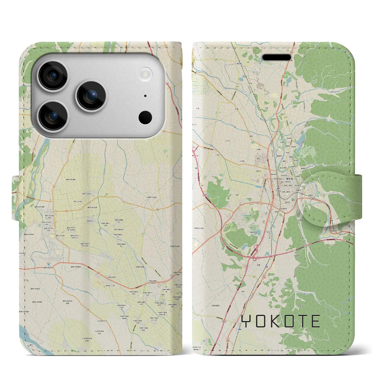 【横手（秋田県）】地図柄iPhoneケース（手帳タイプ）