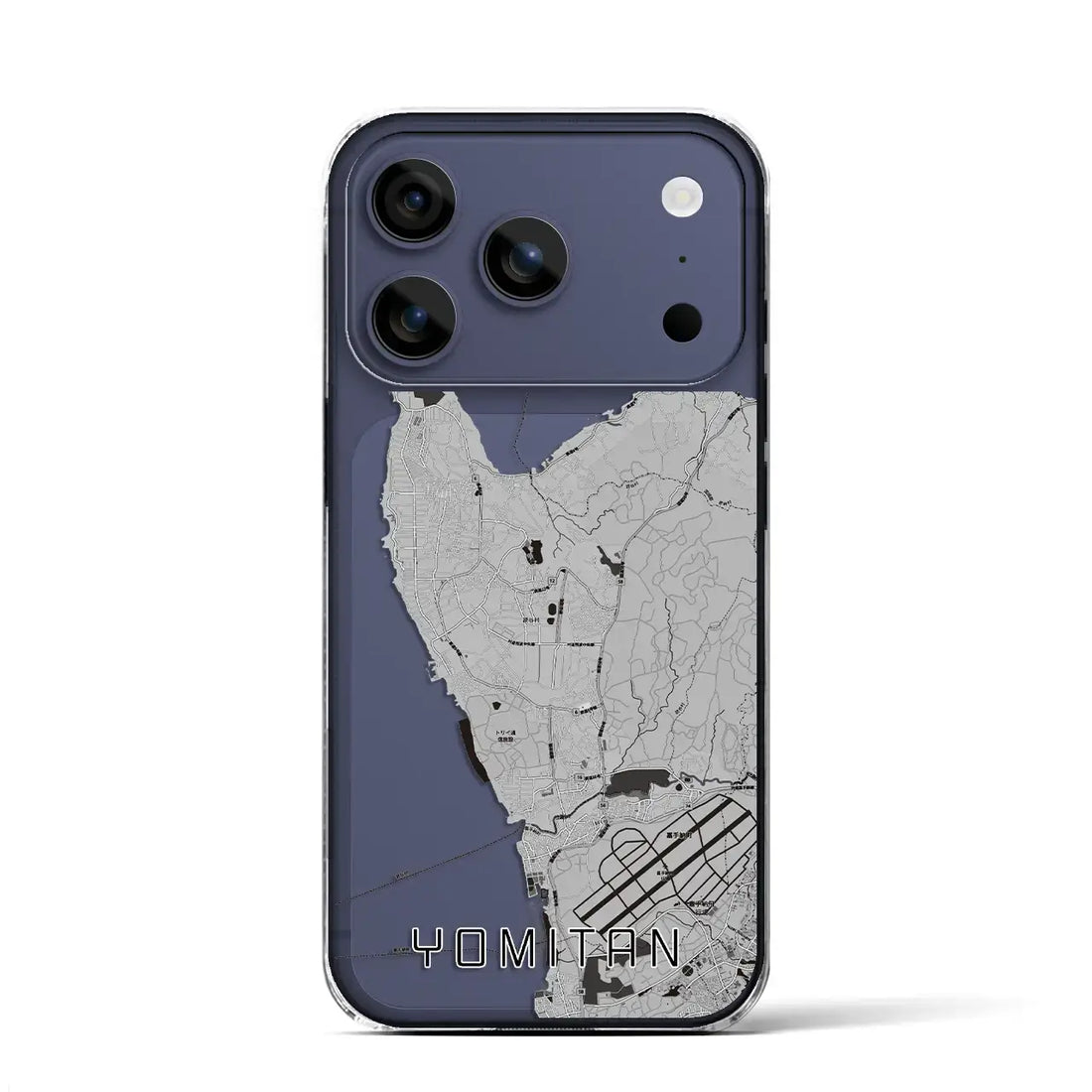 【読谷(沖縄県)】地図柄iPhoneケース(クリアタイプ)モノトーン・iPhone 17 Pro Max 用