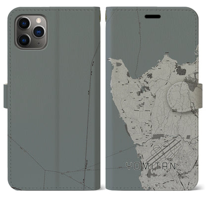 【読谷（沖縄県）】地図柄iPhoneケース（手帳タイプ）モノトーン・iPhone 11 Pro Max 用