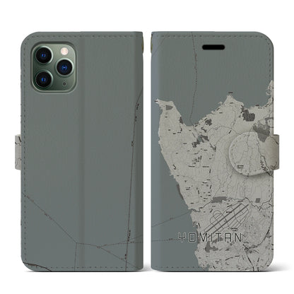 【読谷（沖縄県）】地図柄iPhoneケース（手帳タイプ）モノトーン・iPhone 11 Pro 用