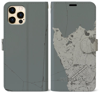 【読谷（沖縄県）】地図柄iPhoneケース（手帳タイプ）モノトーン・iPhone 12 Pro Max 用