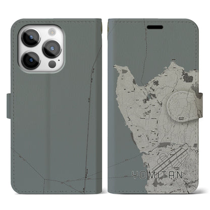 【読谷（沖縄県）】地図柄iPhoneケース（手帳タイプ）モノトーン・iPhone 14 Pro 用