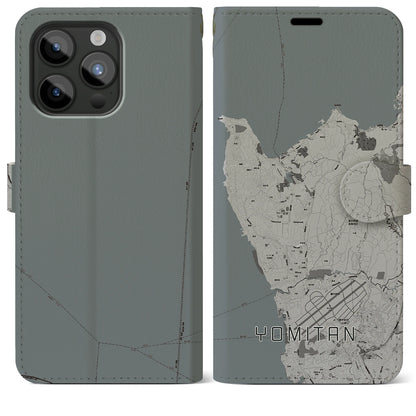 【読谷（沖縄県）】地図柄iPhoneケース（手帳タイプ）モノトーン・iPhone 15 Pro Max 用