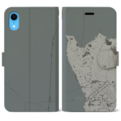 【読谷（沖縄県）】地図柄iPhoneケース（手帳タイプ）モノトーン・iPhone XR 用