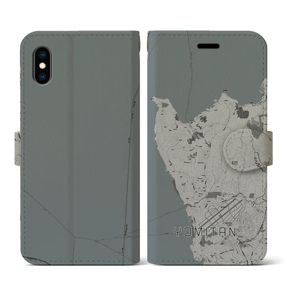 【読谷（沖縄県）】地図柄iPhoneケース（手帳タイプ）モノトーン・iPhone XS / X 用