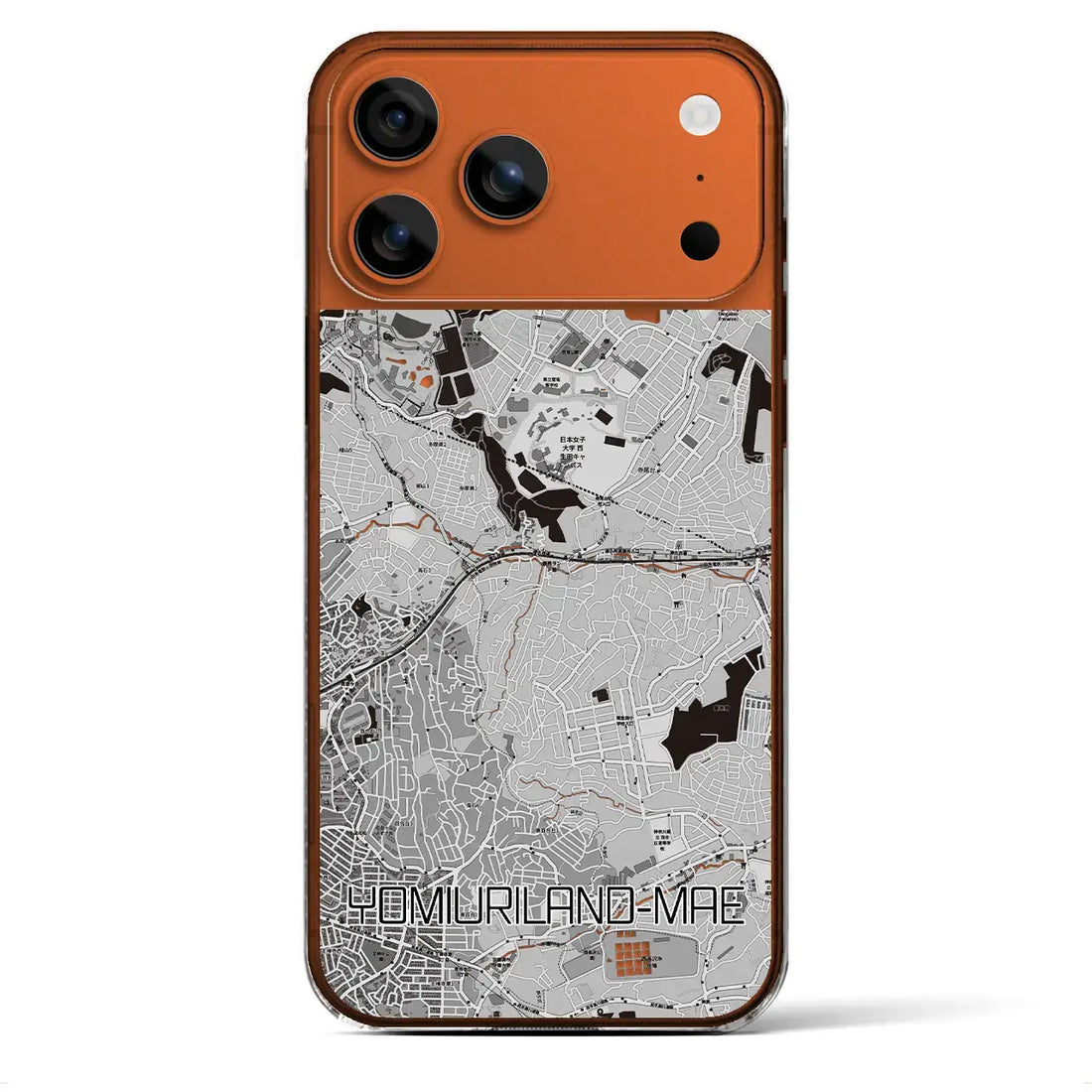 【読売ランド前(神奈川県)】地図柄iPhoneケース(クリアタイプ)モノトーン・iPhone 17 Pro Max 用