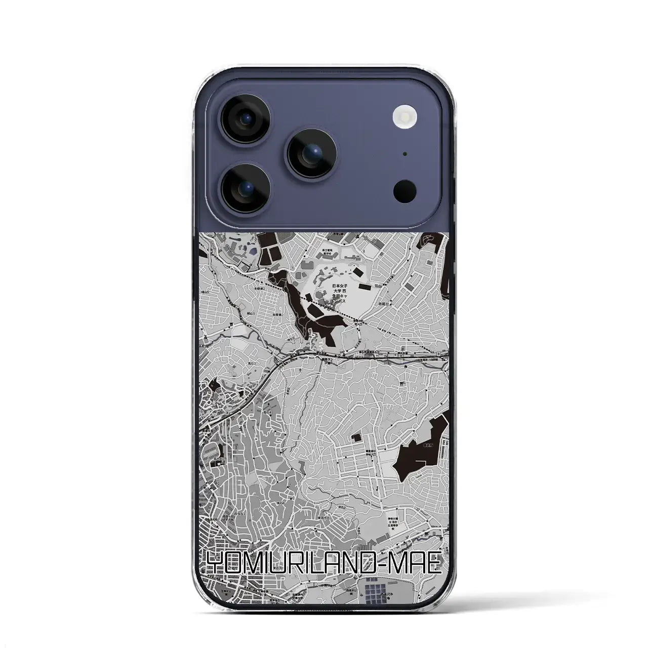 【読売ランド前（神奈川県）】地図柄iPhoneケース（クリアタイプ）モノトーン・iPhone 17 Pro Max 用