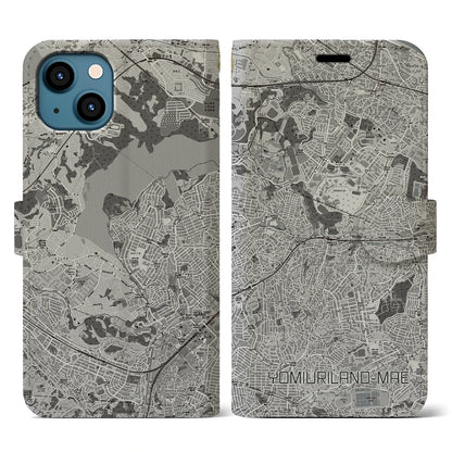 【読売ランド前（神奈川県）】地図柄iPhoneケース（手帳タイプ）モノトーン・iPhone 13 用