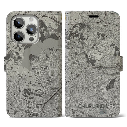 【読売ランド前（神奈川県）】地図柄iPhoneケース（手帳タイプ）モノトーン・iPhone 15 Pro 用