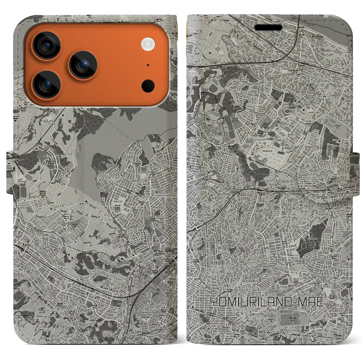 【読売ランド前（神奈川県）】地図柄iPhoneケース（手帳タイプ）