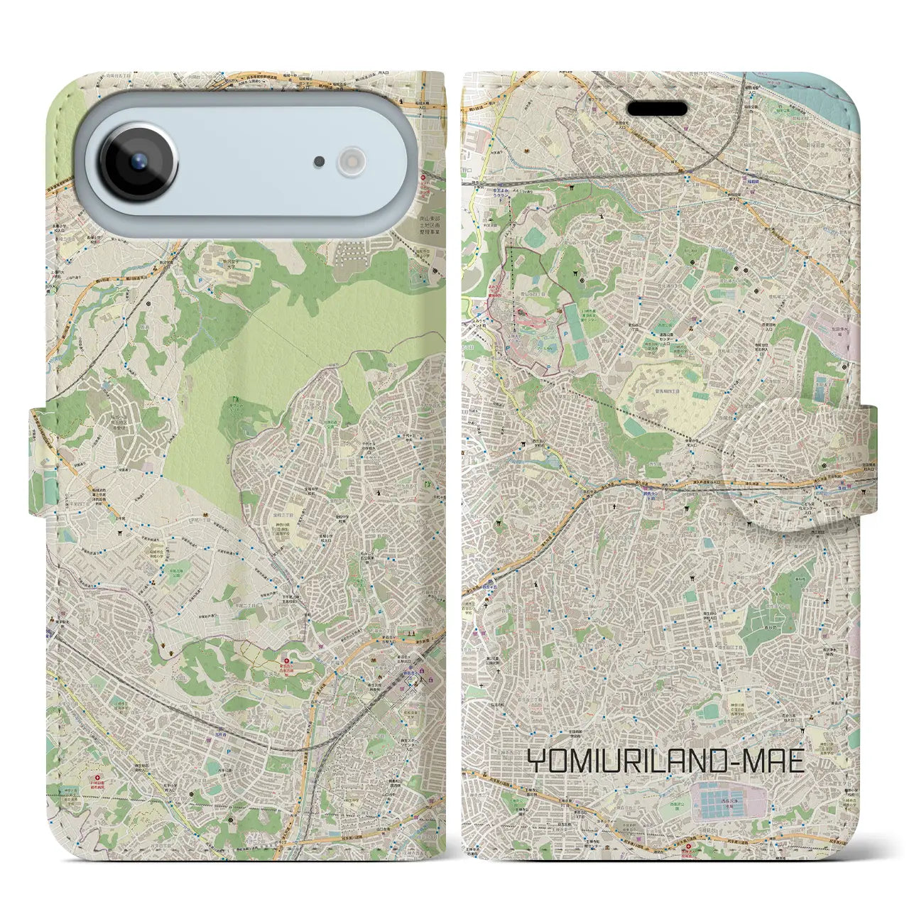 【読売ランド前（神奈川県）】地図柄iPhoneケース（手帳タイプ）