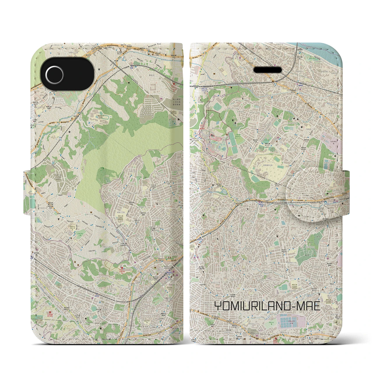 【読売ランド前（神奈川県）】地図柄iPhoneケース（手帳タイプ）