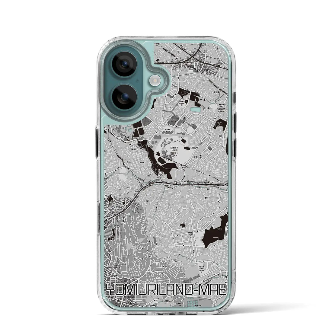 【読売ランド前（神奈川県）】地図柄iPhoneケース（MagSafeタイプ）モノトーン・iPhone 16 Pro 用