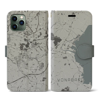 【与那原（沖縄県）】地図柄iPhoneケース（手帳タイプ）モノトーン・iPhone 11 Pro 用