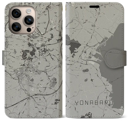 【与那原（沖縄県）】地図柄iPhoneケース（手帳タイプ）モノトーン・iPhone 16 Plus 用