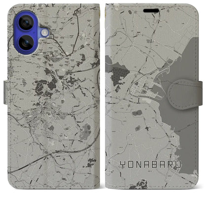 【与那原（沖縄県）】地図柄iPhoneケース（手帳タイプ）モノトーン・iPhone 16 Pro Max 用