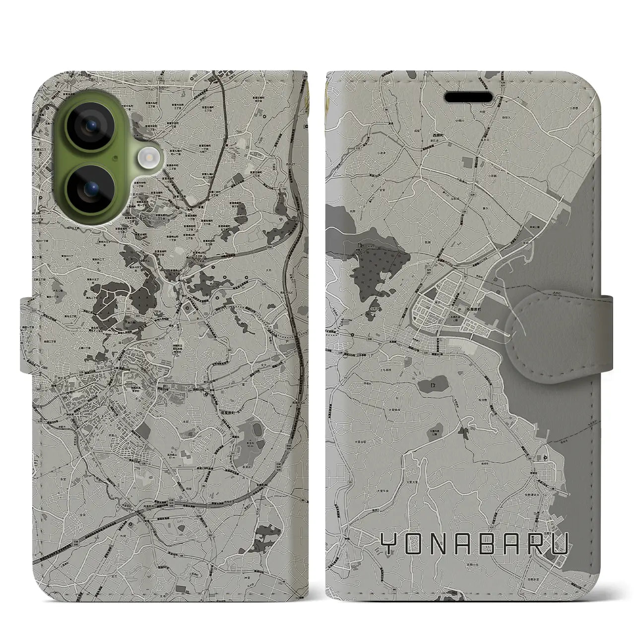 【与那原（沖縄県）】地図柄iPhoneケース（手帳タイプ）