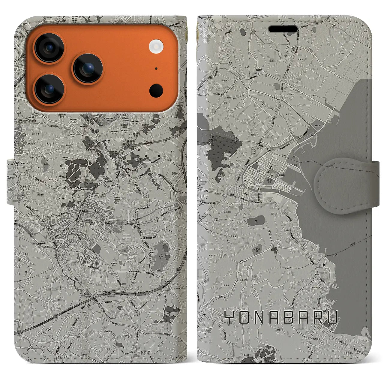 【与那原（沖縄県）】地図柄iPhoneケース（手帳タイプ）