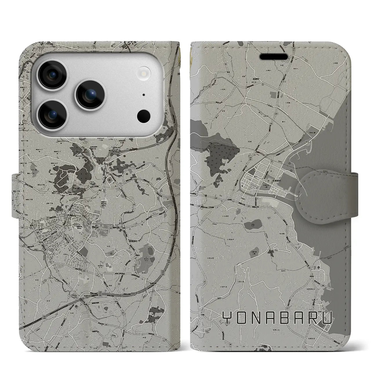 【与那原（沖縄県）】地図柄iPhoneケース（手帳タイプ）