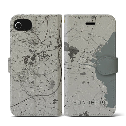 【与那原（沖縄県）】地図柄iPhoneケース（手帳タイプ）モノトーン・iPhone SE（第3 / 第2世代） / 8 / 7 / 6s / 6 用