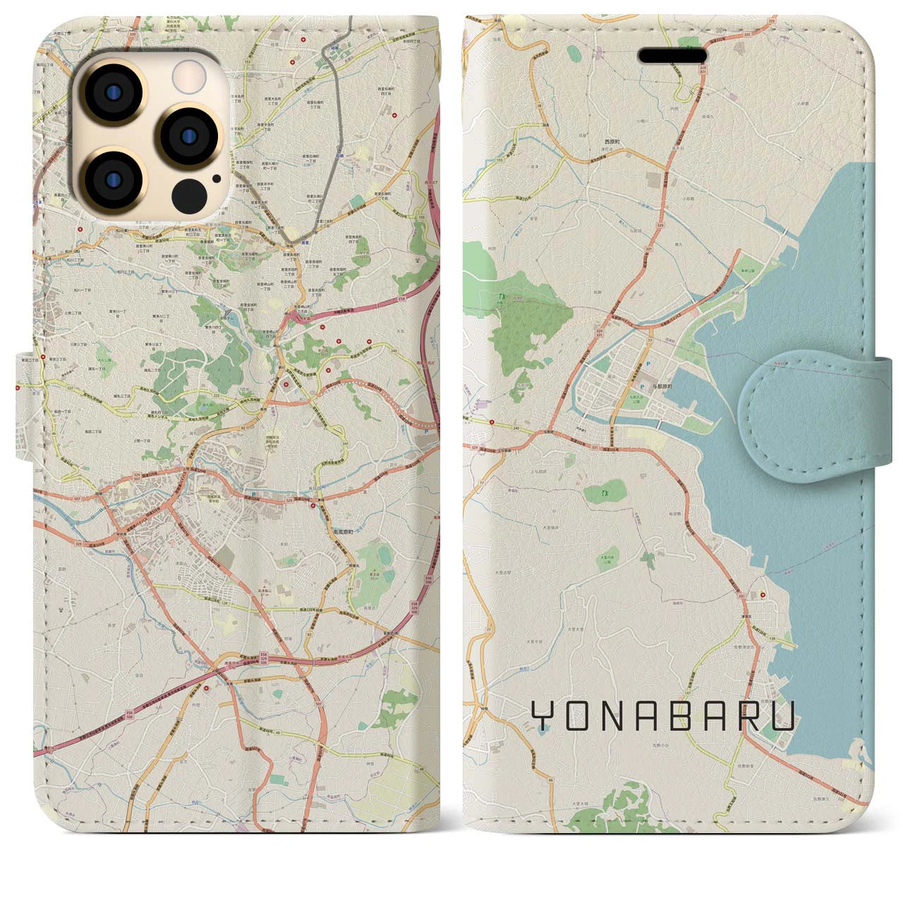 【与那原（沖縄県）】地図柄iPhoneケース（手帳タイプ）