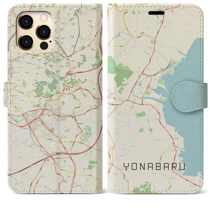 【与那原（沖縄県）】地図柄iPhoneケース（手帳タイプ）ナチュラル・iPhone 13 mini 用