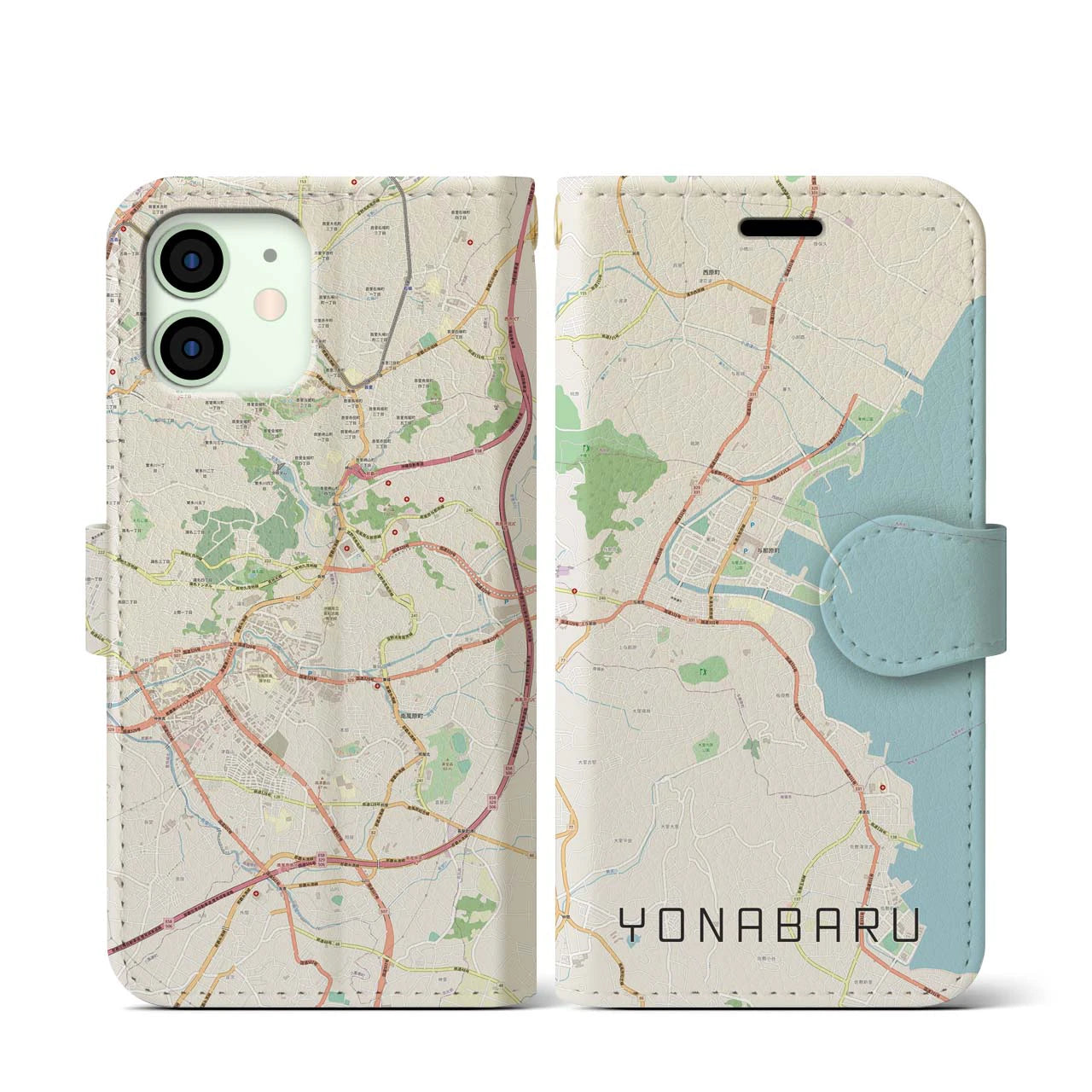【与那原（沖縄県）】地図柄iPhoneケース（手帳タイプ）
