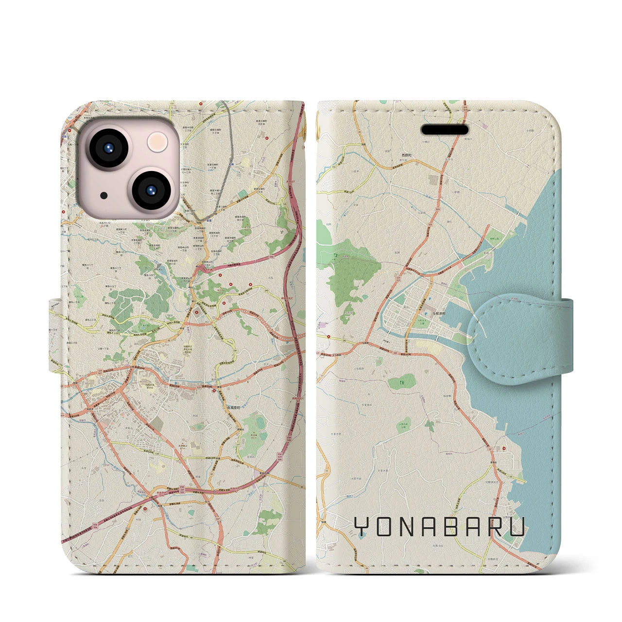 【与那原（沖縄県）】地図柄iPhoneケース（手帳タイプ）