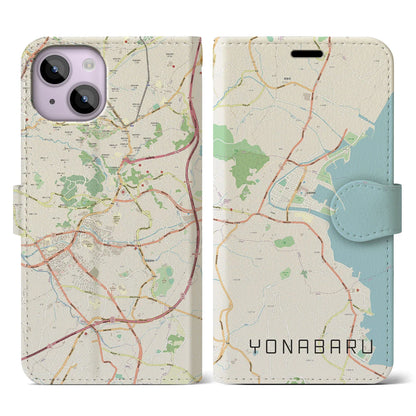 【与那原（沖縄県）】地図柄iPhoneケース（手帳タイプ）ナチュラル・iPhone 14 用