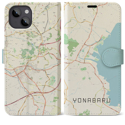 【与那原（沖縄県）】地図柄iPhoneケース（手帳タイプ）ナチュラル・iPhone 14 Plus 用