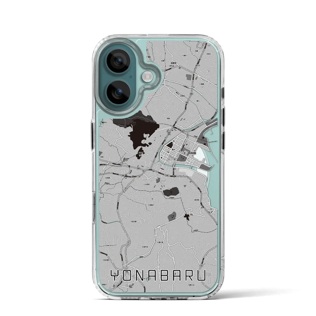 【与那原(沖縄県)】地図柄iPhoneケース(MagSafeタイプ)モノトーン・iPhone 16 Pro 用