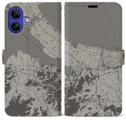 【米子（鳥取県）】地図柄iPhoneケース（手帳タイプ）モノトーン・iPhone 16 Pro Max 用