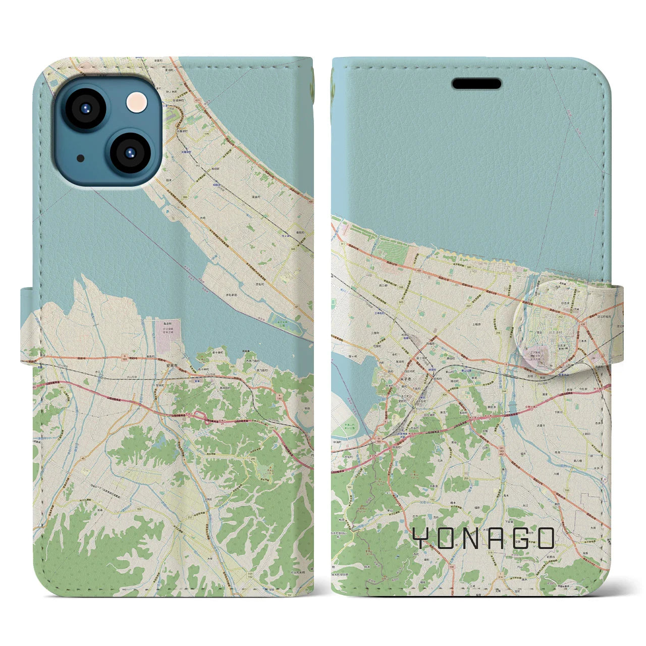 【米子（鳥取県）】地図柄iPhoneケース（手帳タイプ）ナチュラル・iPhone 13 Pro 用