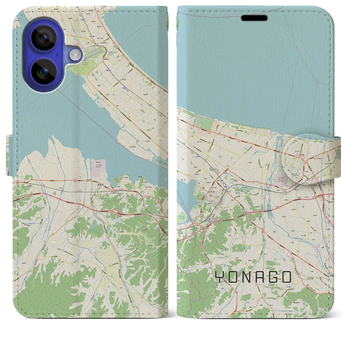 【米子(鳥取県)】地図柄iPhoneケース(手帳タイプ)ナチュラル・iPhone 16 Pro Max 用