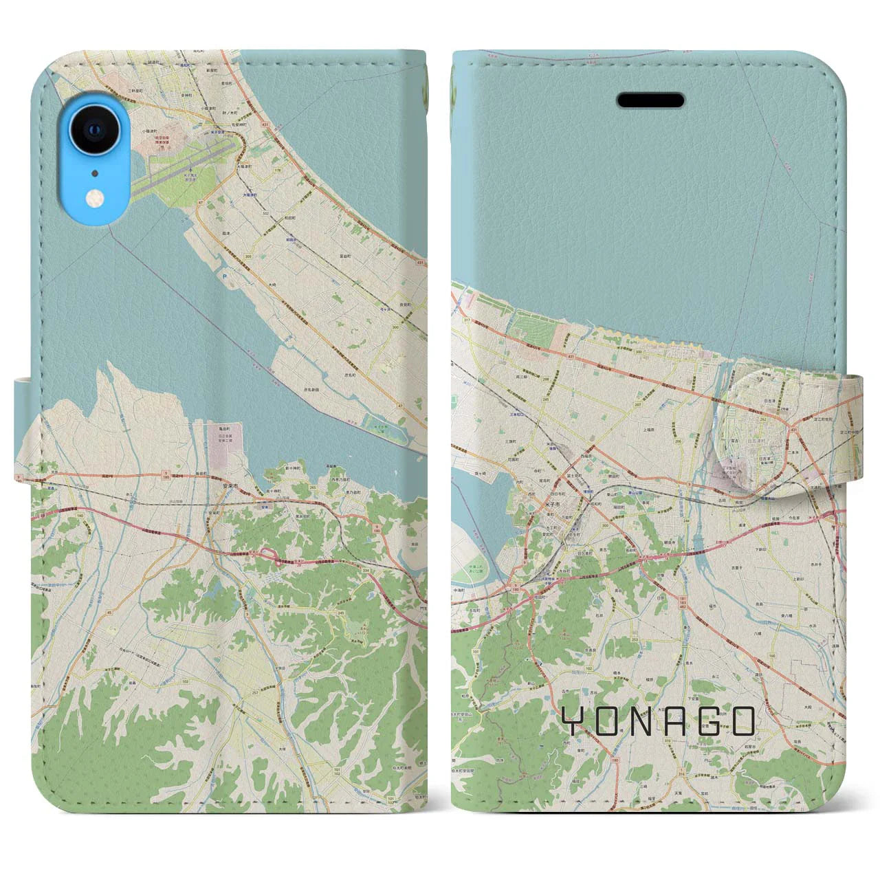 【米子（鳥取県）】地図柄iPhoneケース（手帳タイプ）ナチュラル・iPhone XR 用