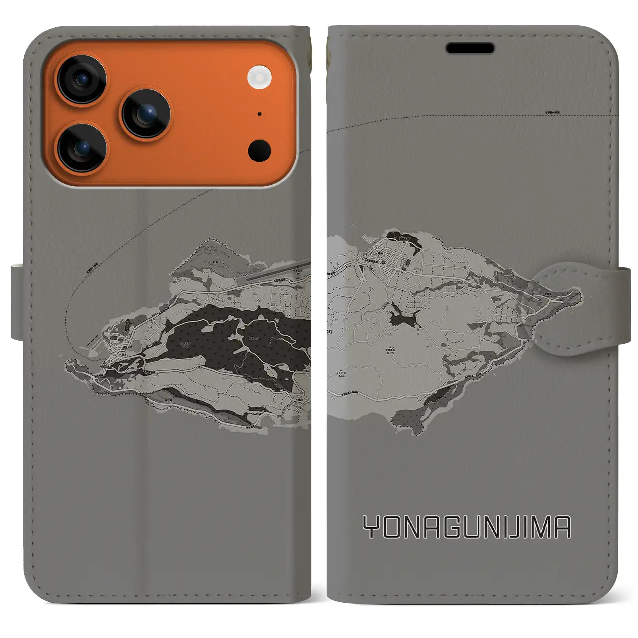 【与那国島（沖縄県）】地図柄iPhoneケース（手帳タイプ）