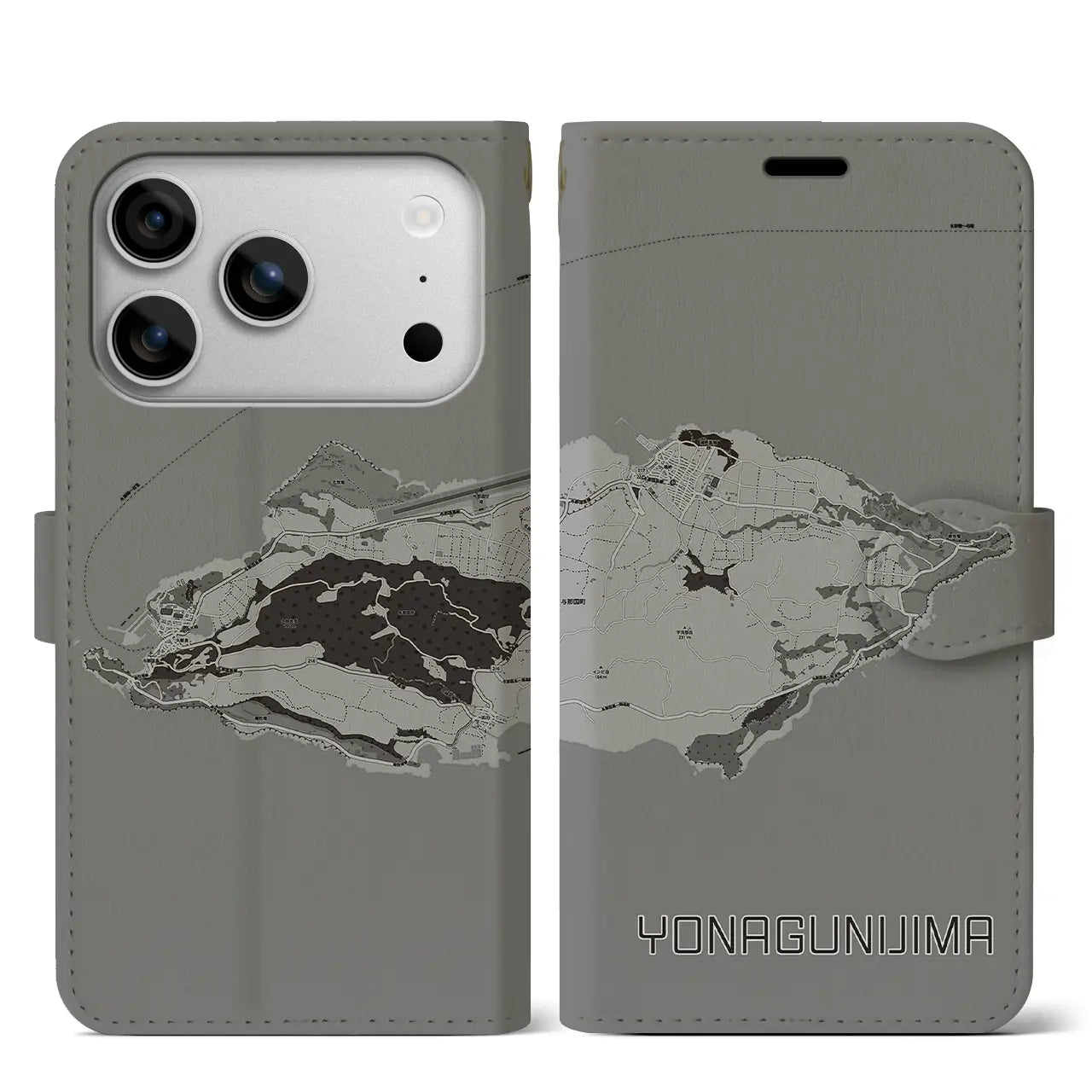 【与那国島（沖縄県）】地図柄iPhoneケース（手帳タイプ）