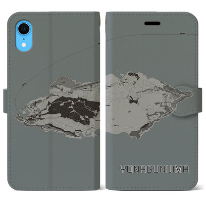 【与那国島（沖縄県）】地図柄iPhoneケース（手帳タイプ）モノトーン・iPhone XR 用