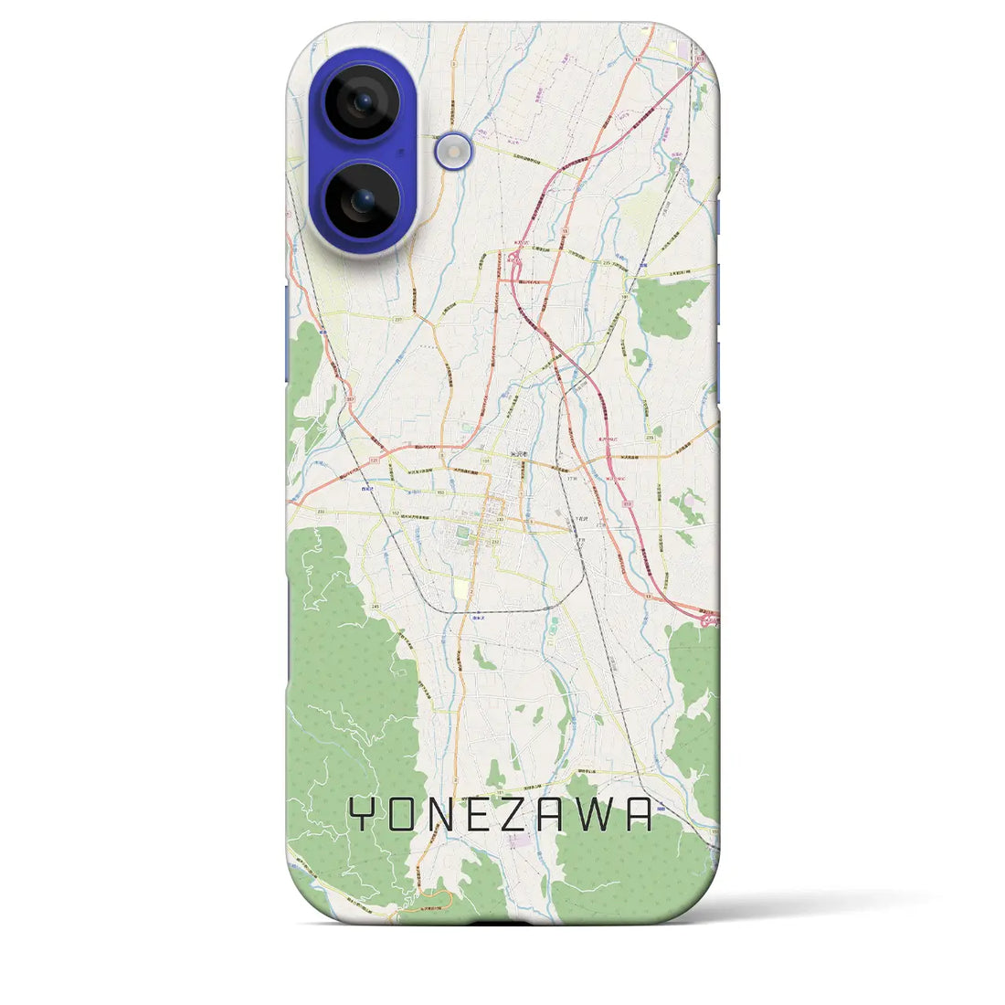 【米沢(山形県)】地図柄iPhoneケース(バックカバータイプ)ナチュラル・iPhone 16 Pro Max 用