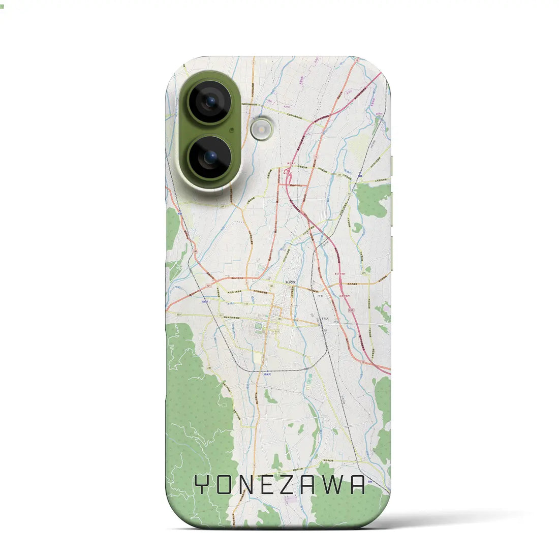 【米沢（山形県）】地図柄iPhoneケース（バックカバータイプ）ナチュラル・iPhone 17 Pro Max 用