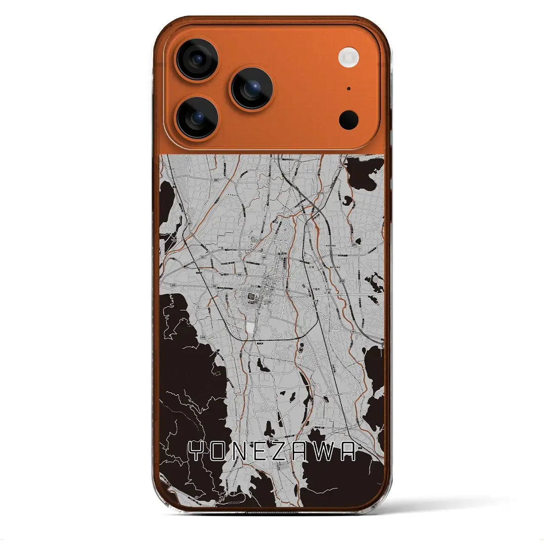 【米沢(山形県)】地図柄iPhoneケース(クリアタイプ)モノトーン・iPhone 17 Pro Max 用