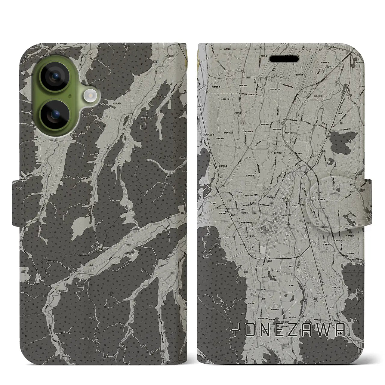 【米沢（山形県）】地図柄iPhoneケース（手帳タイプ）