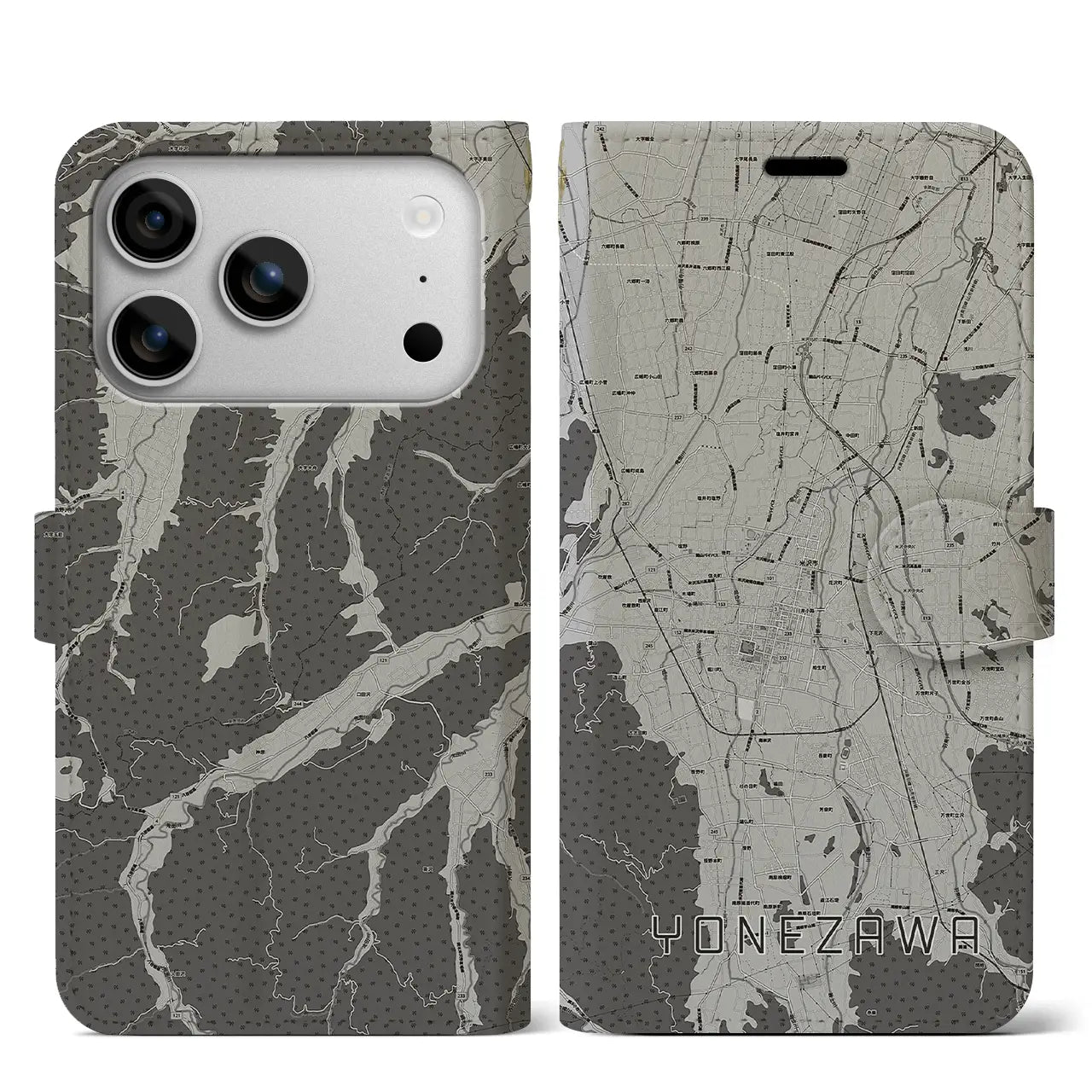 【米沢（山形県）】地図柄iPhoneケース（手帳タイプ）