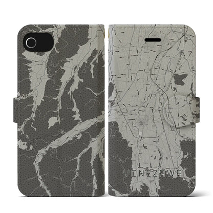 【米沢（山形県）】地図柄iPhoneケース（手帳タイプ）モノトーン・iPhone SE（第3 / 第2世代） / 8 / 7 / 6s / 6 用