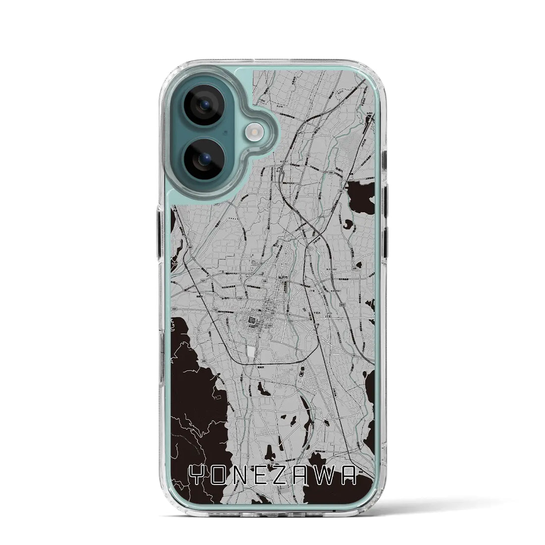【米沢（山形県）】地図柄iPhoneケース（MagSafeタイプ）モノトーン・iPhone 16 Pro 用