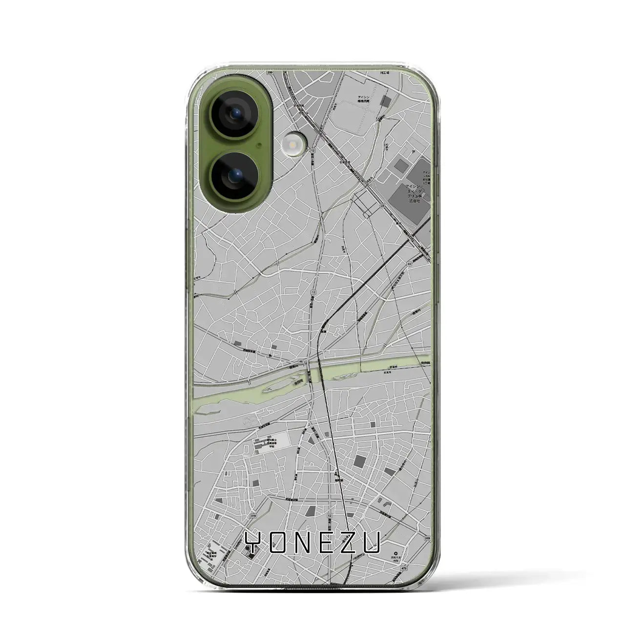 【米津（愛知県）】地図柄iPhoneケース（クリアタイプ）モノトーン・iPhone 17 Pro Max 用